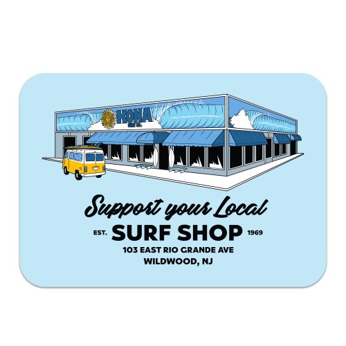 Collectible Vinyl Sticker in Support Your Local Surf Shop