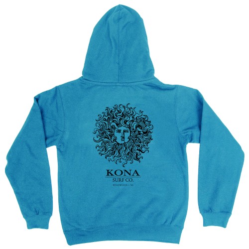 Original Sun Outline Toddler Boys Pullover Hoodie in Turquoise/Black