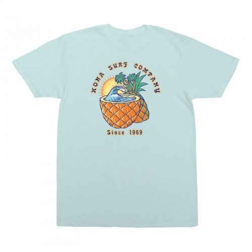 Pineapple Girls T-Shirt in Heather Dusty Blue/Orng/Yellow