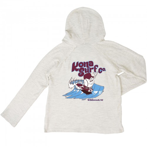 For The Phils Girls Baja Pullover Hoodie in Oatmeal