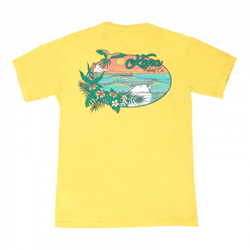 Tropical Sunrise Girls Vintage Washed T-Shirt in Butter
