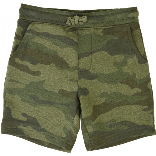 Pigment Dyed Fleece Toddler Boys Sweat Shorts in Forest Camouflage Heather
