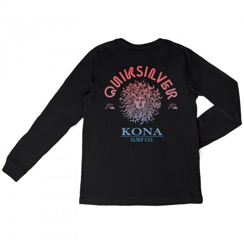Quiksilver Kona Surf Co Collab Mens Long Sleeve Shirt in Black/Pink/Blue