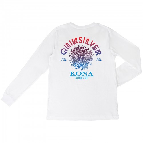 Quiksilver Kona Surf Co Collab Mens Long Sleeve Shirt in White/Red/Blue