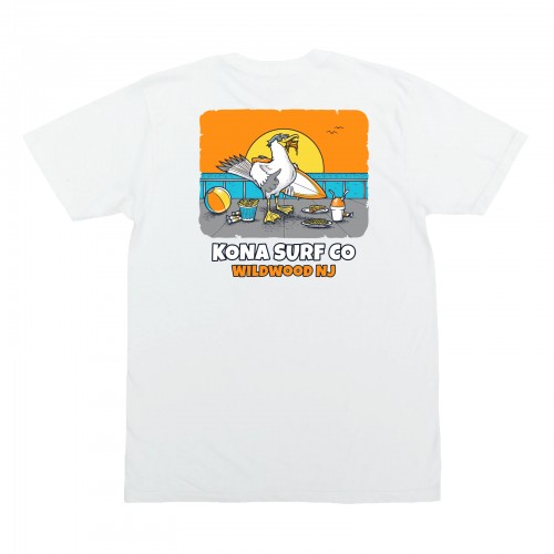 Seagull Mens T-Shirt in White/White/Grey/Yellow/Orange