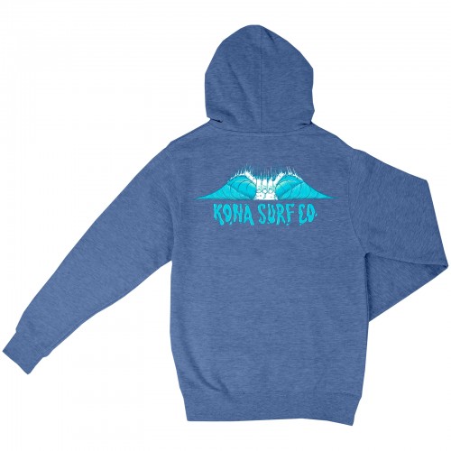 Shaka Wave Mens Pullover Hoodie in Heather Blue