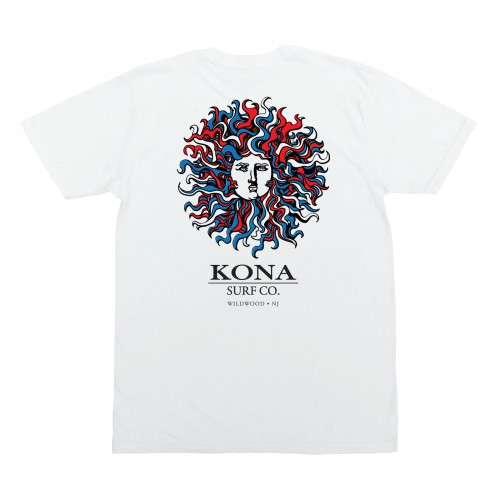 Original Sun Mens T-Shirt in White/Blue/Red