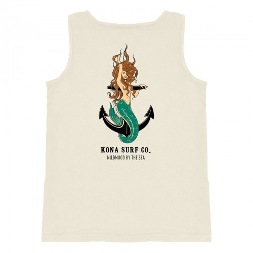 Siren by the Sea Mens Vintage Tank Top in Ivory/Brick/Cream