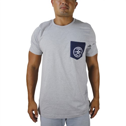 Old Glory Mens Pocket Tee in Heather/Navy/White