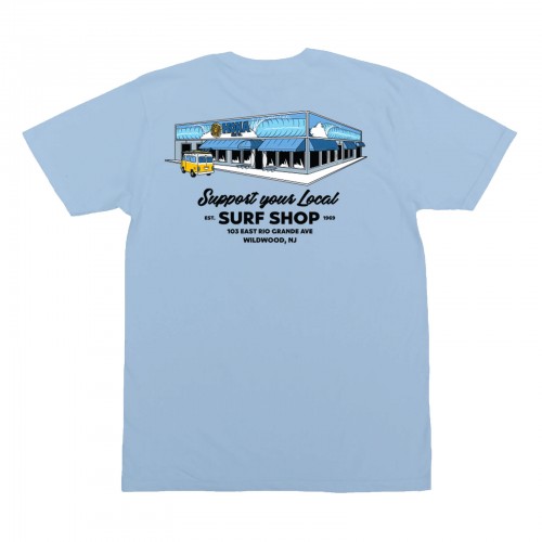 Support Your Local Surf Shop Mens T-Shirt in Heather Columbia Blue