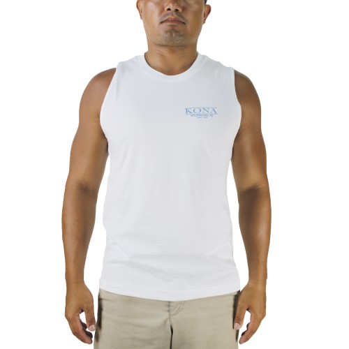 Original Sun Outline Mens Muscle Tee in White/Blue