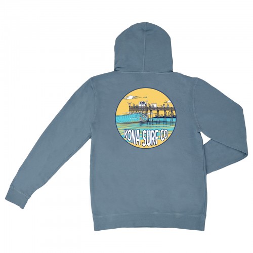 The Pier Mens Vintage Washed Hoodie in Pigment Slate Blue