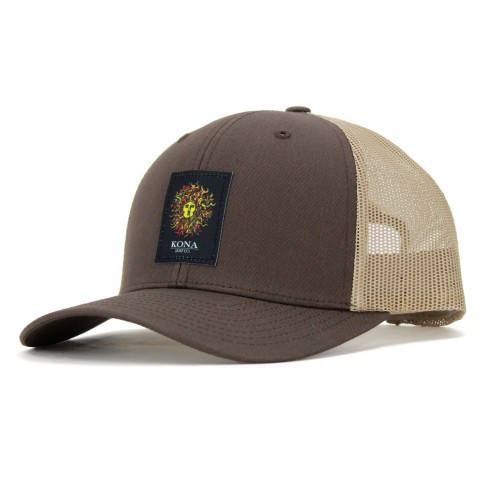 Original Sun Label Mens Trucker Hat in Brown/Khaki