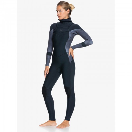 Roxy Syncro 5/4/3 HoodedFZ Womens Full Wetsuit in Black