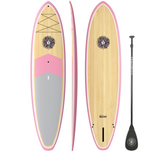 All Day SUP Standup Paddleboard Package in Bamboo/Pink/Bamboo