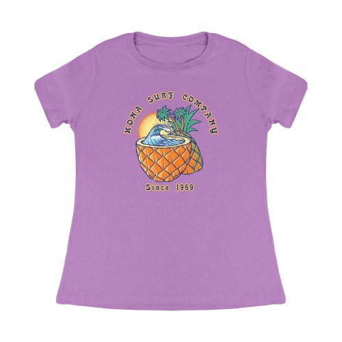 Pineapple Womens T-Shirt in Royal Purple/Orng/Yellow/Nvy/B