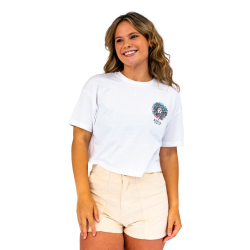 Original Sun Womens Cropped T-Shirt in White/Cotton Candy