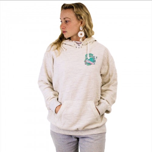 Hula Surfer Womens Baja Pullover Hoodie in Oatmeal/Grn/Pnk/Gld/Nvy/Gry