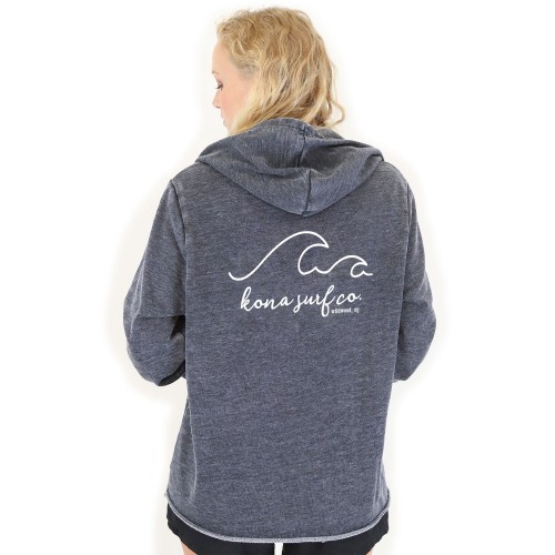 Drift Womens Pullover Hoodie in Washed Black/White