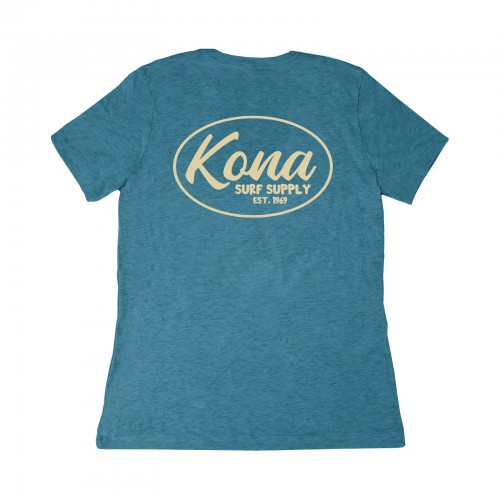 Surf Supply Womens T-Shirt in Heather Deep Teal/Sand
