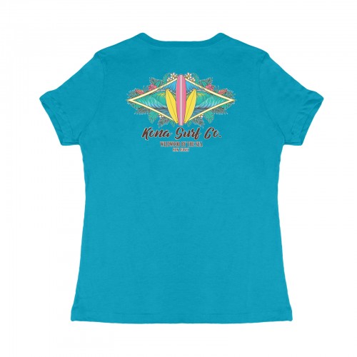 Tunnels Womens V-Neck T-Shirt in Turquoise/Brown/Yellow/Pink/Bl