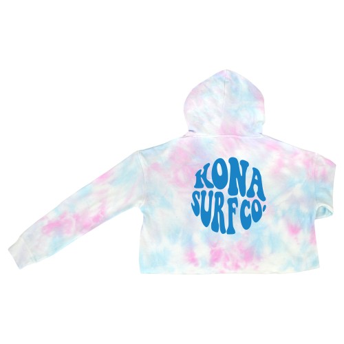 Heat Wave Womens Cropped Pullover Hoodie in Cotton Candy/Jolly Rancer
