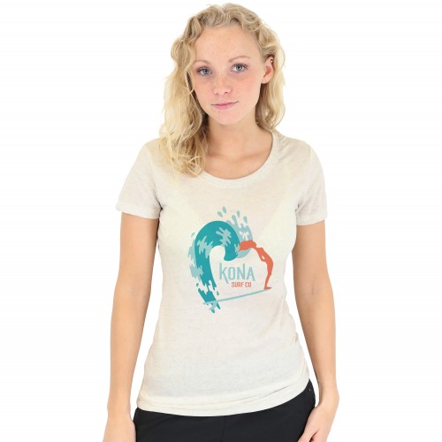 Sea Love Womens T-Shirt in Oatmeal Triblend/Teal/Salmon