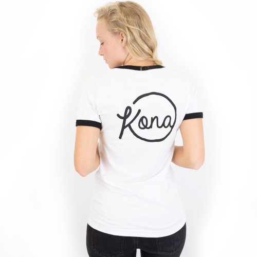 Roundabout Womens Ringer Tee in White/Black