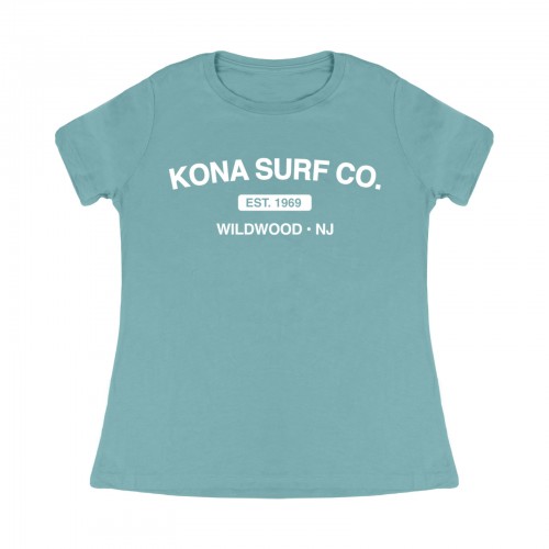 The Signature Womens T-Shirt in Heather Blue Lagoon/White
