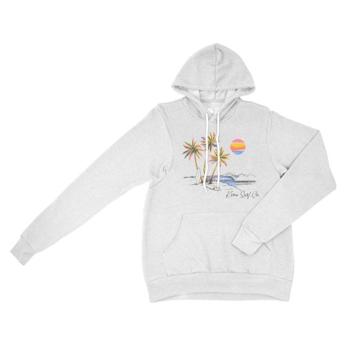 Island Palm Womens Pullover Hoodie in Ash