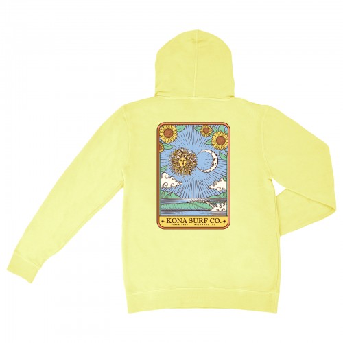 Tarot Card Womens Vintage Washed Hoodie in Pigment Yellow