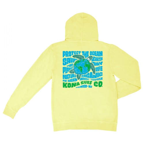 Earth Day Womens Vintage Washed Hoodie in Pigment Yellow/DrkGrn/Grn/Blu/