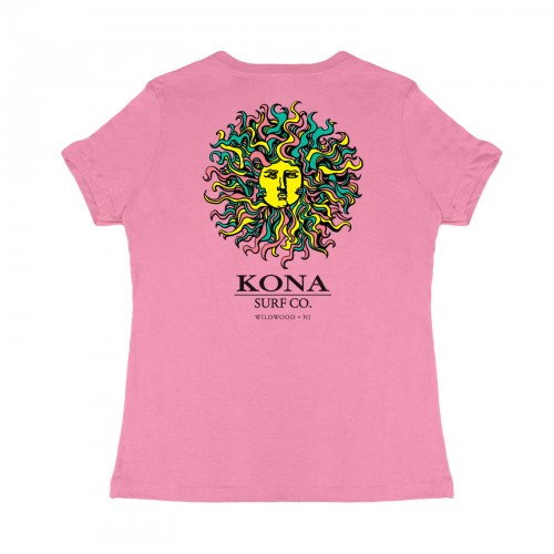 Original Sun Womens T-Shirt in Charity Pink/Seafoam