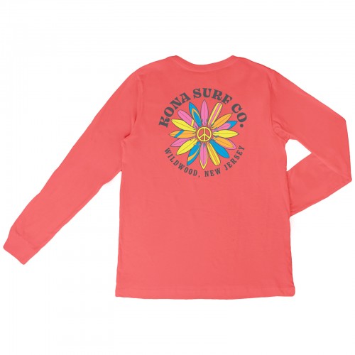 Surflower Womens Vintage Washed L/S Shirt in Watermelon