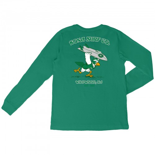 For The Birds Womens Long Sleeve Shirt in Kelly Green