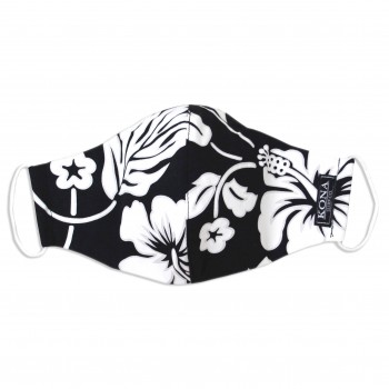 Reusable Face Mask in Black Hibiscus