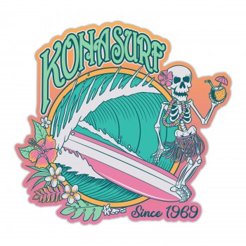 Collectible Vinyl Sticker in Hula Surfer
