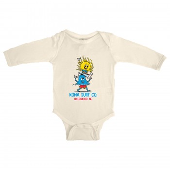 Broski Infant Boys Long Sleeve Onesie in Natural/Rd/Blu/Gld/Wht/Blk
