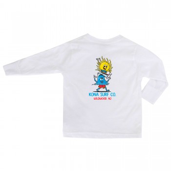 Broski Toddler Boys Long Sleeve Shirt in White/Rd/Blu/Gld/Wht/Blk
