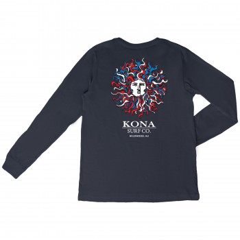 Oakley x Kona Collab Mens Long Sleeve Shirt in Navy/RWB
