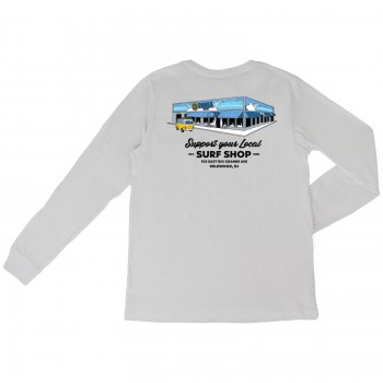 Support Your Local Surf Shop Mens Long Sleeve Shirt in Silver