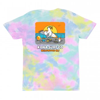 Seagull Mens T-Shirt in Pastel Rainbow/Wh/Gry/Y/Ornge
