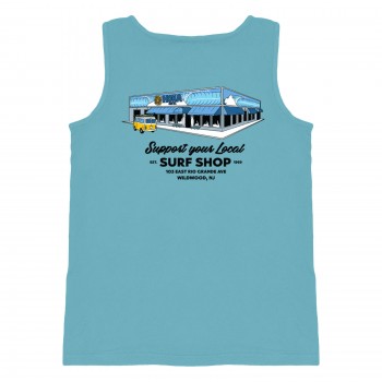 Support Your Local Surf Shop Mens Tank Top in Lagoon