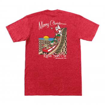 Shaka Santa Mens T-Shirt in Red/Red/Green/Brn