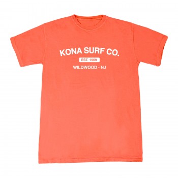 The Signature Mens Vintage Washed T-Shirt in Bright Salmon/White