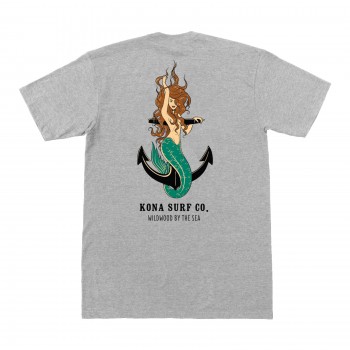 Siren by the Sea Mens T-Shirt in Dark Grey Heather/Brick/Cream