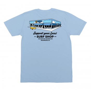 Support Your Local Surf Shop Mens T-Shirt in Heather Columbia Blue