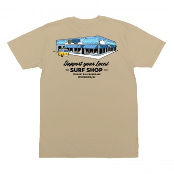 Support Your Local Surf Shop Mens T-Shirt in Heather Tan