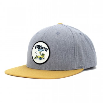 Curly Fry Mens Snapback Hat in Heather Grey/Biscuit/Blk/Wht