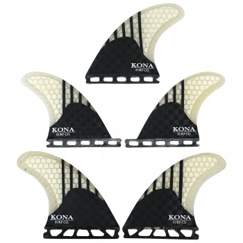Single Tab (5 Fin) Shortboard Fins in Carbon Lines/White Comb